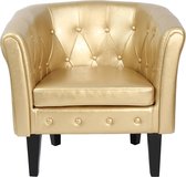 Trend24 - Chesterfield zitstoel - Lounge stoel - Synthetisch leer - Goud - Diamantpatroon