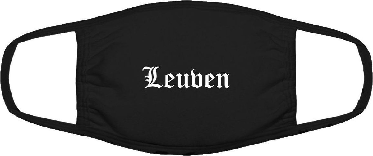 Leuven mondkapje | gezichtsmasker | bescherming | bedrukt | logo | Zwart mondmasker van katoen, uitwasbaar & herbruikbaar. Geschikt voor OV