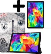 Hoes Geschikt voor Samsung Galaxy Tab A 10.1 2019 Hoes Luxe Hoesje Book Case Met Screenprotector - Hoesje Geschikt voor Samsung Tab A 10.1 2019 Hoes Cover - Eiffeltoren .