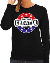 Have fear Croatia is here sweater met sterren embleem in de kleuren van de Kroatische vlag - zwart - dames - Kroatie supporter / Kroatisch elftal fan trui / EK / WK / kleding 2XL