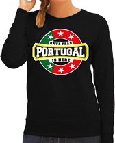 Have fear Portugal is here sweater met sterren embleem in de kleuren van de Portugese vlag - zwart - dames - Portugal supporter / Portugees elftal fan trui / EK / WK / kleding 2XL