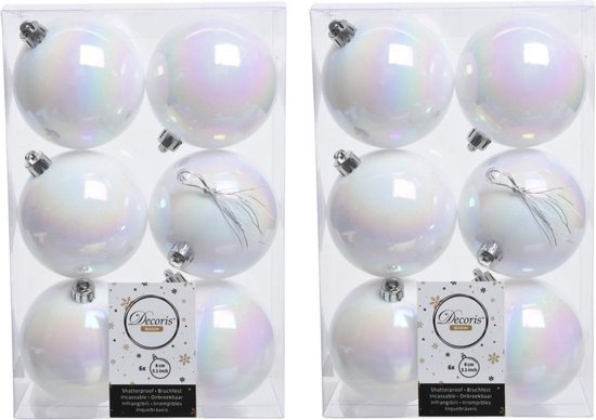 24x Parelmoer witte kunststof kerstballen 8 cm - Mat/glans - Onbreekbare  plastic... | bol.com