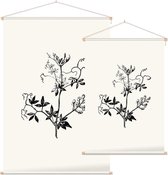 Rankende Helmbloem zwart-wit (Climbing Corydalis) - Foto op Textielposter - 90 x 135 cm