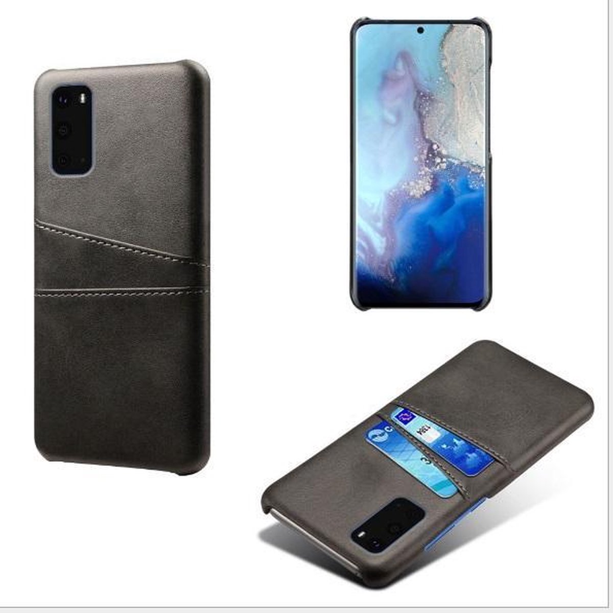 Back Cover met Opbergvakjes + PMMA Screenprotector voor Galaxy S20 Ultra 5G _ Zwart