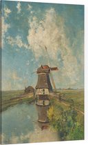 Een molen aan een poldervaart, Paul Gabriël - Foto op Canvas - 100 x 150 cm