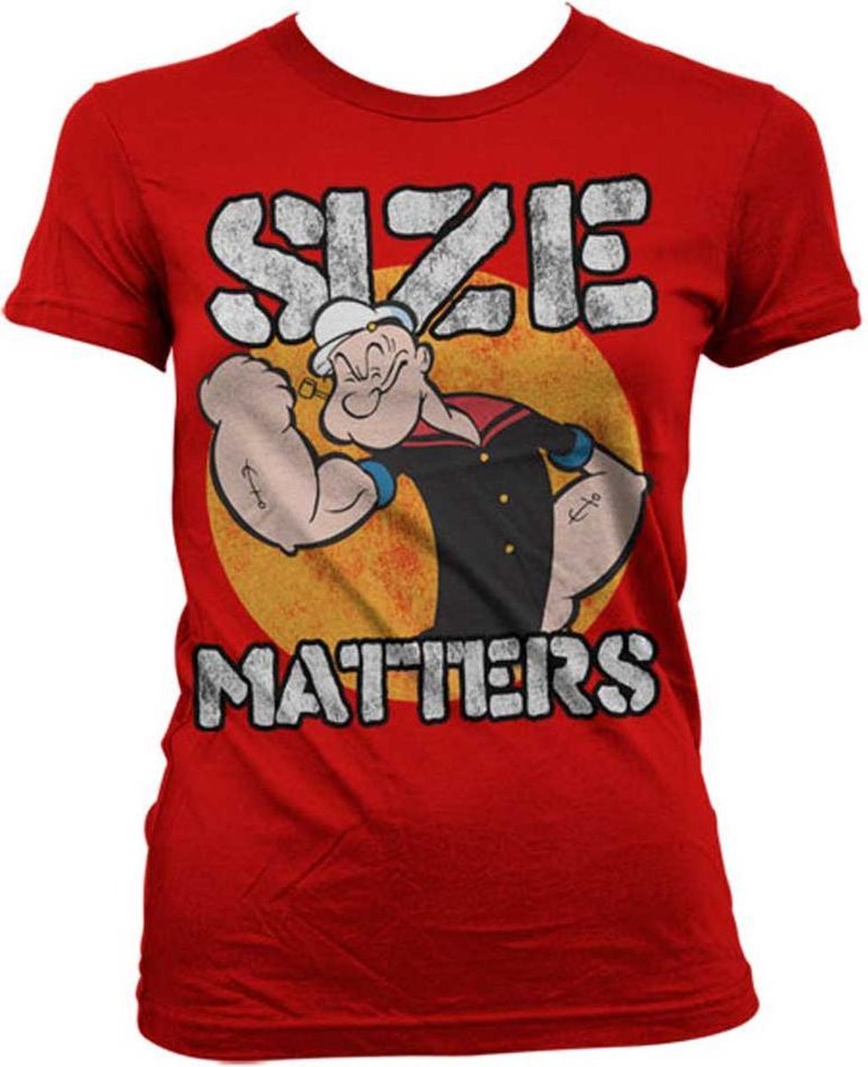 Popeye Dames Tshirt -M- Size Matters Rood