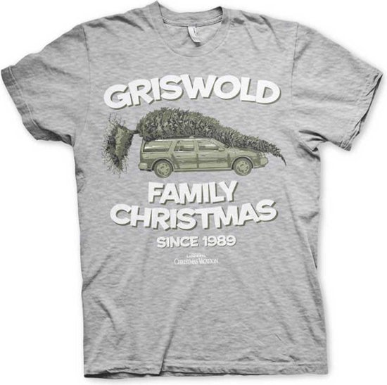National Lampoon's Christmas Vacation Heren Tshirt -L- Griswold Family Christmas Grijs