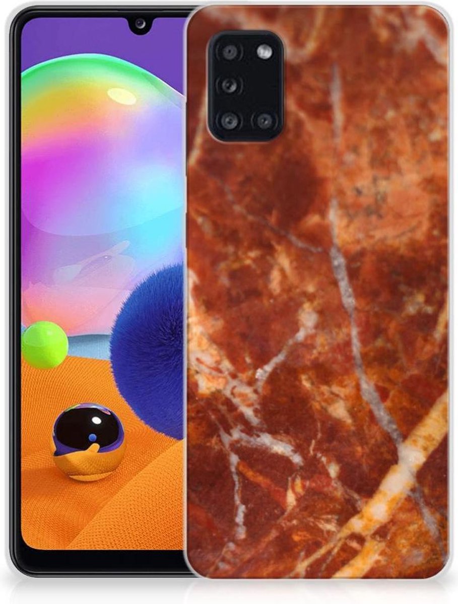 Samsung Galaxy A31 TPU Siliconen Hoesje Marmer Bruin