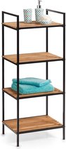 Bijzet kastje zwart/bruin met 4 open planken 39 x 95 cm - Woondecoratie - Keuken/badkamer accessoires/benodigdheden - Bijzetkastjes - Open kastjes met planken