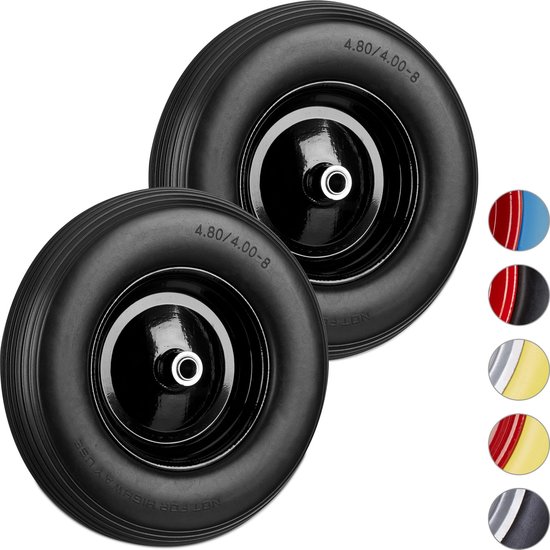 Relaxdays 2X Roues Avec Chambre à Air, Pneu De Secours, 3.00-4’’ Pour