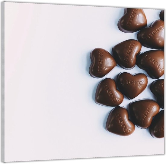 Acrylglas –Chocolade Merci Hartjes– 50x50 (Met ophang)