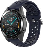 Siliconen Smartwatch bandje - Geschikt voor  Huawei Watch GT siliconen bandje met gaatjes - donkerblauw - 46mm - Horlogeband / Polsband / Armband