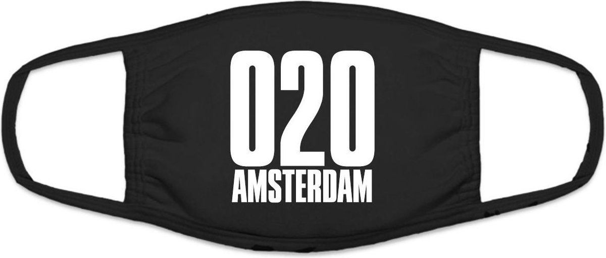 Bol Com Amsterdam 020 Mondkapje Gezichtsmasker Bescherming Bedrukt Logo Zwart