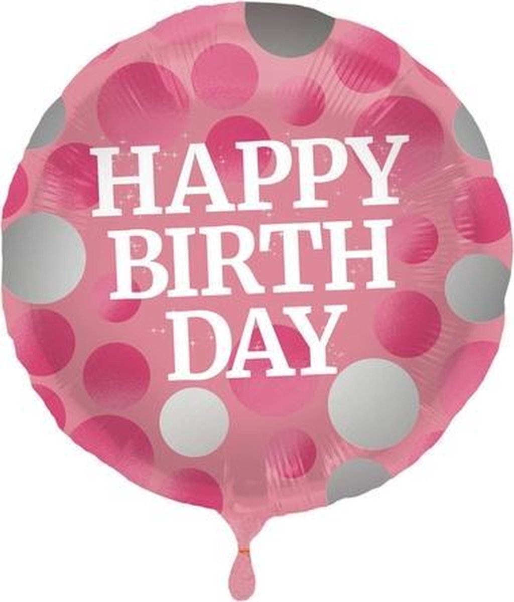 Herenhuis Email gokken Folie cadeau sturen helium gevulde ballon Gefeliciteerd/Happy Birthday roze  met... | bol.com