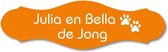 Naamplaatje oranje sierlijk t.b.v. brievenbus, 12x4 cm - Naamplaatje voordeur - Naambordje - Naamplaatje Brievenbus - Gratis verzending!