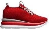 Ewoll Dames Sneaker met hoge zool  en elastische sluiting- Rood - Maat 36