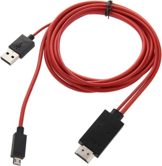2 m Full HD 1080 P Micro USB MHL + USB Connector naar HDMI Adapter HDTV  Adapter... | bol.com