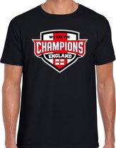 We are the champions England t-shirt met schild embleem in de kleuren van de Engelse vlag - zwart - heren - Engeland supporter / Engels elftal fan shirt / EK / WK / kleding L