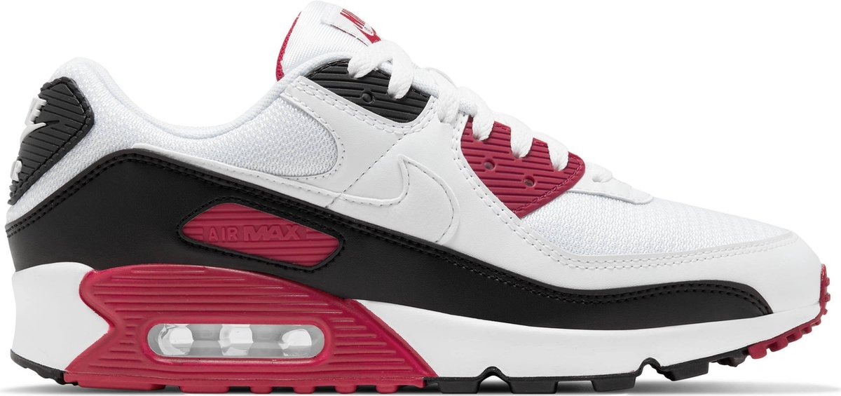 Nike Nike Air Max 90 Heren Sneakers - White/White-New Maroon-Black