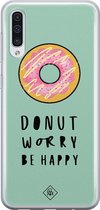 Samsung A70 hoesje siliconen - Donut worry | Samsung Galaxy A70 case | Roze | TPU backcover transparant