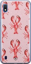 Samsung A10 hoesje siliconen - Lobster all the way | Samsung Galaxy A10 case | Roze | TPU backcover transparant