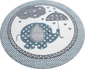 Vloerkleed kinderkamer - Love rain - blauw - rond 160 cm