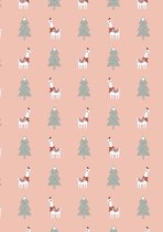Cadeaupapier kerst roze lama Xmas - Vellen: Plano: 50x70 - 500st