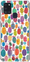 Casetastic Samsung Galaxy A21s (2020) Hoesje - Softcover Hoesje met Design - Happy Pineapples Print