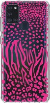 Casetastic Samsung Galaxy A21s (2020) Hoesje - Softcover Hoesje met Design - Safari Pink Print