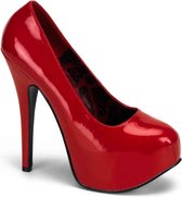 Teeze-06W Peeptoe pump with wide width red patent - (EU 45 = US 14) - Bordello