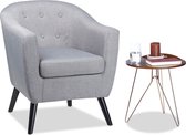 relaxdays fauteuil grijs - jaren 50 design - relaxstoel - leunstoel - loungestoel - rond