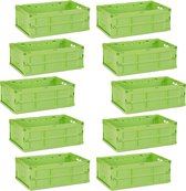 Relaxdays 10 x transportkrat in set - vouwkrat - stapelbaar - 40 liter - stabiel - groen