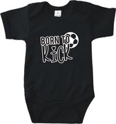 Rompertjes baby met tekst - Born to kick - Romper zwart - Maat 62/68