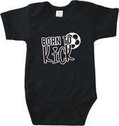 Rompertjes baby met tekst - Born to kick - Romper zwart - Maat 50/56