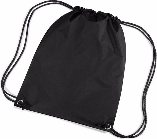 8x stuks zwarte nylon gymtassen/ gymtasjes met rijgkoord