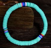 Sorprese - armband dames - kralen - 1 snoer - mint groen - paars roze geel blauw oranje - Bohemian - Boho - Ibiza - 19 cm - X - Moederdag - Cadeau