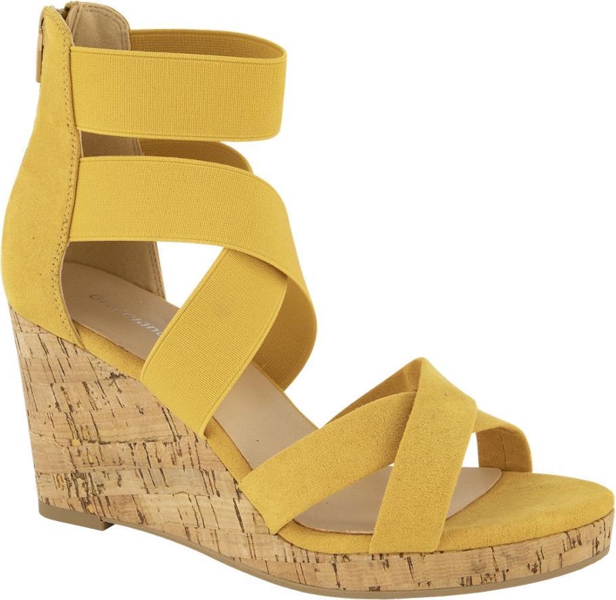 Graceland Dames Gele sandalette sleehak - Maat 38 | bol.com
