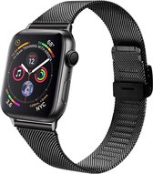 Apple Watch 45MM / 44MM / 42MM Bandje Milanese Staal met Klemsluiting Zwart