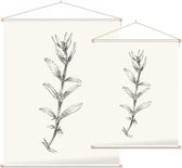 Rozentak zwart-wit Schets (Rose Branch) - Foto op Textielposter - 120 x 160 cm