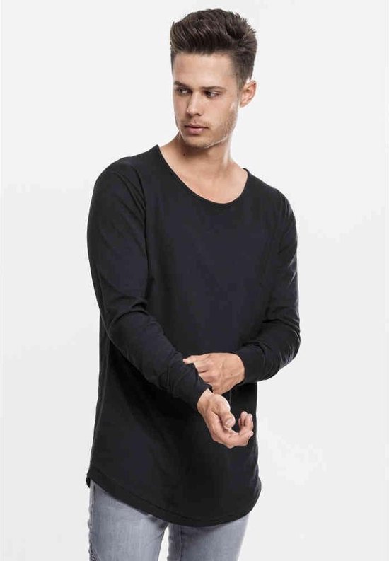 Urban Classics - Long Shaped Fashion Longsleeve shirt - M - Zwart