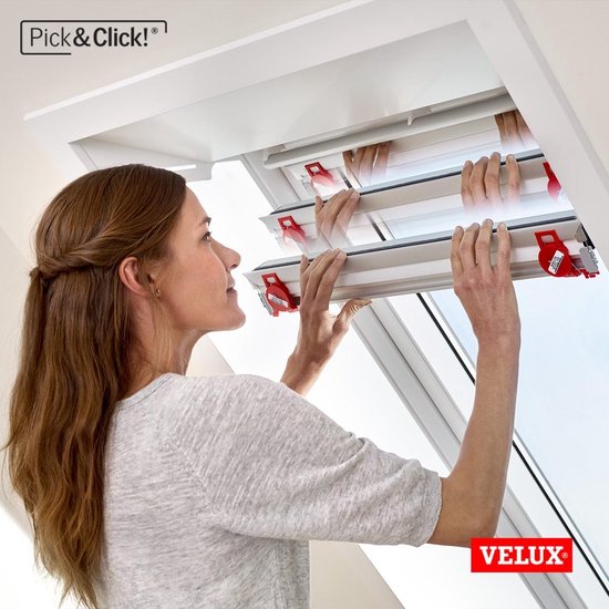 VELUX Store à enrouleur occultant d'origine (DKL), cadre argenté, PK08, beige
