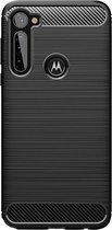 Shop4 - Motorola Moto G Stylus Hoesje - Zachte Back Case Brushed Carbon Zwart