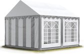 Partytent feesttent 3x4 m tuinpaviljoen -tent ca. 500 g/m² PVC zeil in grijs-wit waterdicht