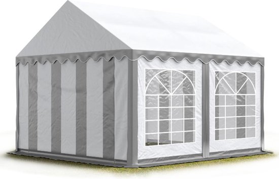 vasthoudend kroeg Martelaar Partytent feesttent 3x4 m tuinpaviljoen -tent 500 g/m² PVC zeil in grijs-wit  waterdicht | bol.com