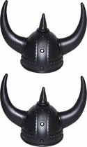 Set van 2x stuks zwarte Viking verkleed helmen voor volwassenen - Formaat 59 cm - Ga verkleed als woeste Noorman/Viking
