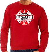 Have fear Denmark is here sweater met sterren embleem in de kleuren van de Deense vlag - rood - heren - Denemarken supporter / Deens elftal fan trui / EK / WK / kleding S