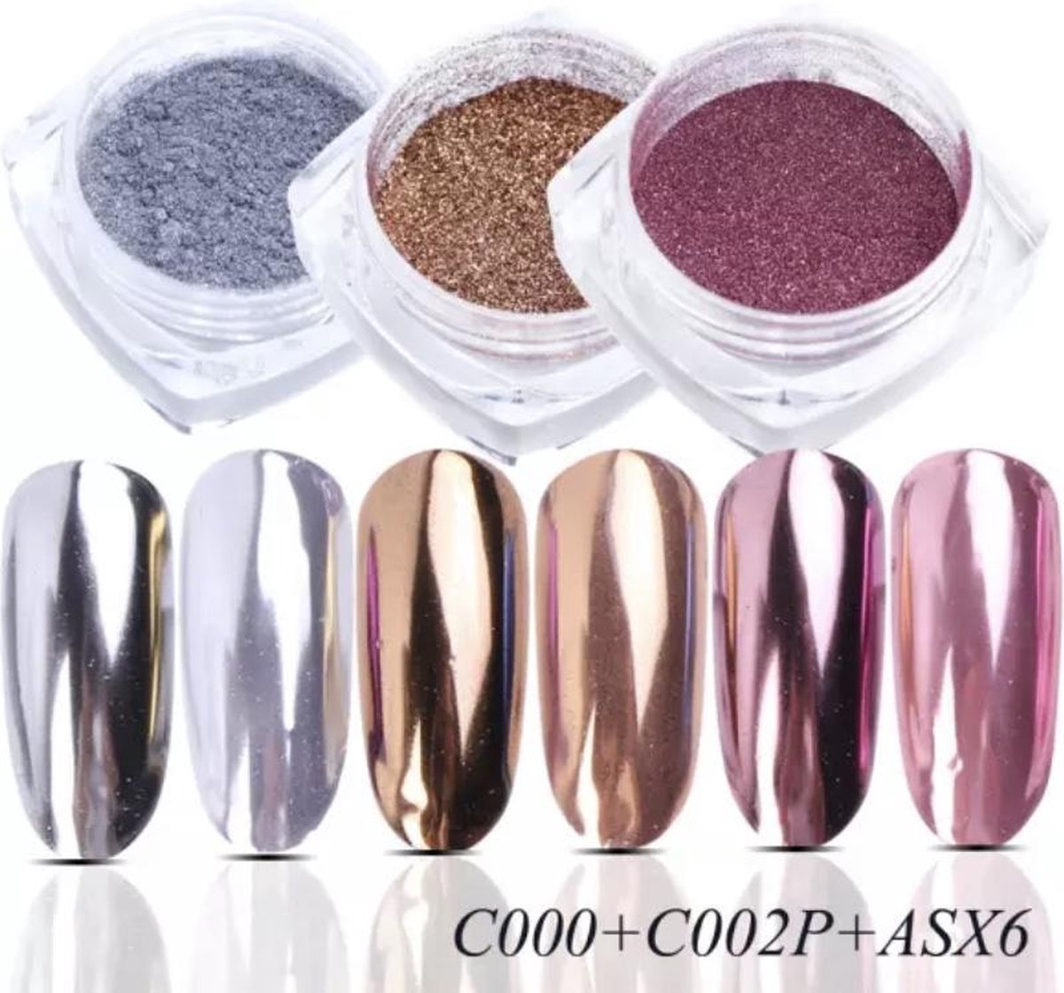 Goedkoopste Holografische Glitter Poeder Set - Goud & Zilver & Roze - Nail Art – Rhinestones - 3 stuks