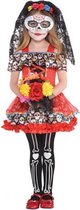 Amscan Verkleedkostuum Sugar Skull Senorita Meisjes Rood 4-6 Jaar