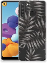 Coque Téléphone pour Samsung Galaxy A21 Tenphone Etui Coque Feuilles Gris