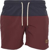 Urban Classics Zwemshorts -S- Block Bordeaux rood/Blauw